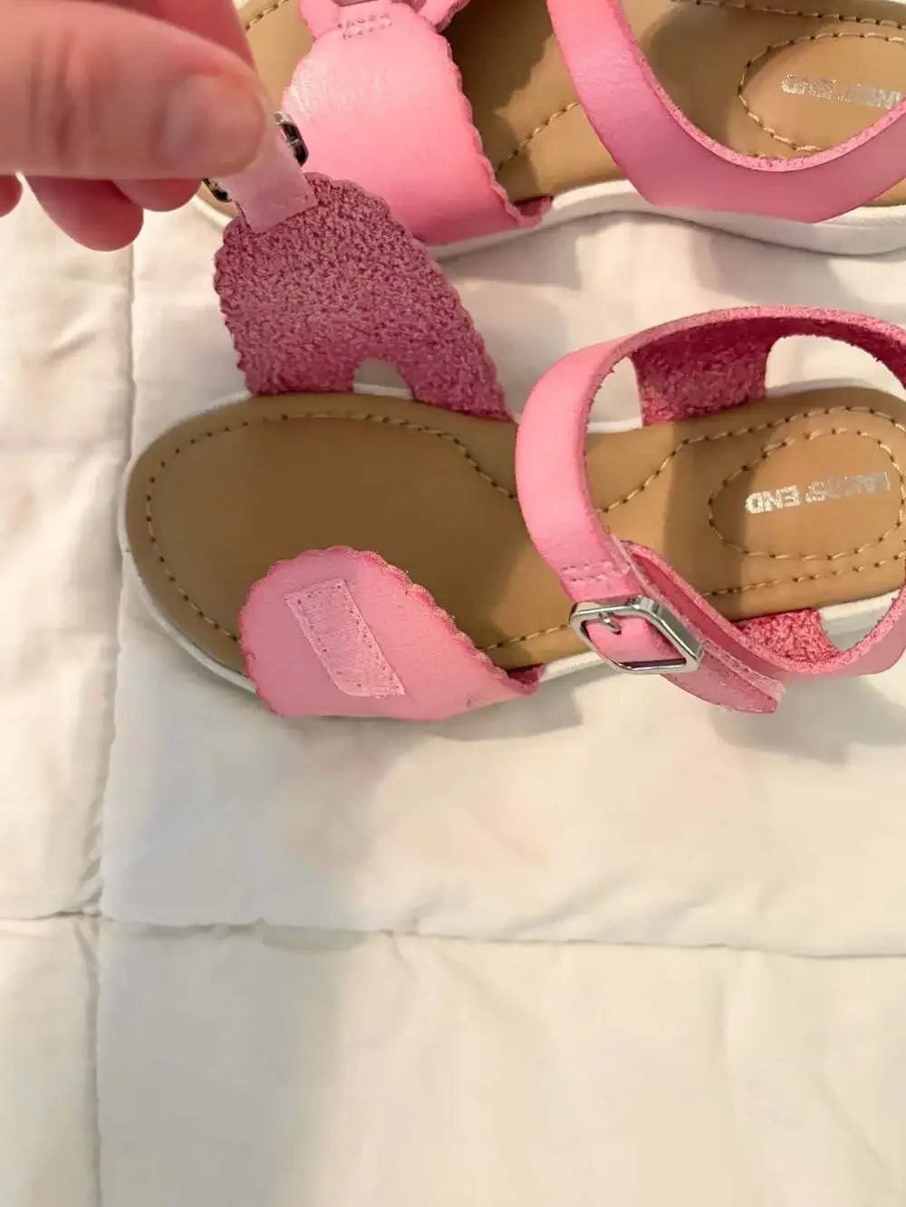 Lands’ End Toddler Girls Sandals Size 9 Lot of 2 Pink & Blue Floral Scalloped